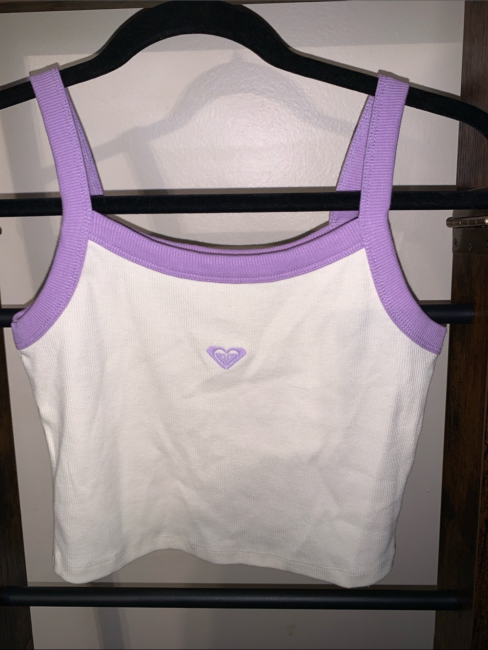 Roxy Cream Tank with Lavender Trim